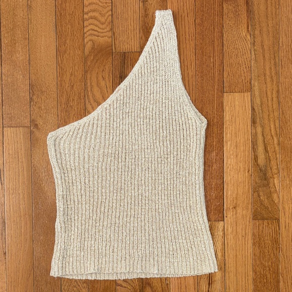 Current One-Shoulder Ribbed Knit Top Size Large - Picture 2 of 6
